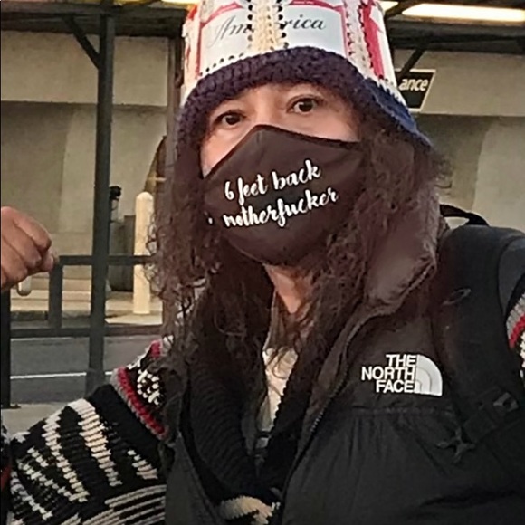 Men’s Black 6 Feet Back Mother F*cker Face Mask - Picture 8 of 8